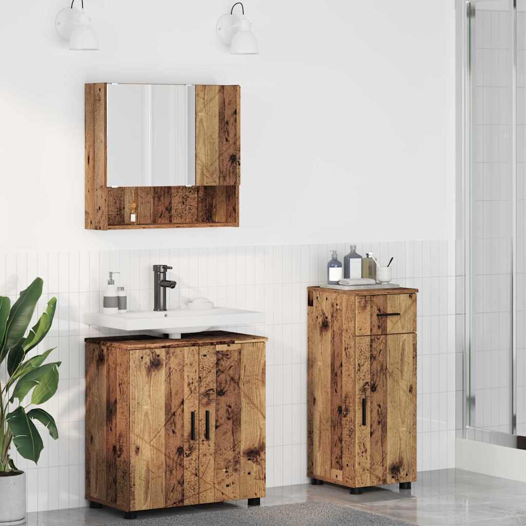vidaXL Bathroom Furniture Set 3 pcs Old Wood 61 x 35 x 64 cm