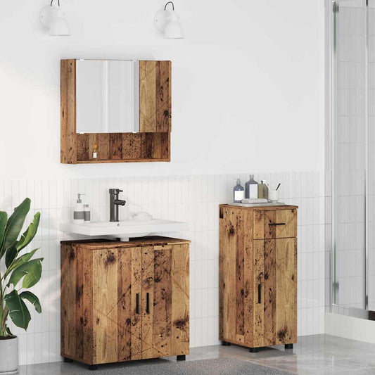 vidaXL Bathroom Furniture Set 3 pcs Old Wood 61 x 35 x 64 cm