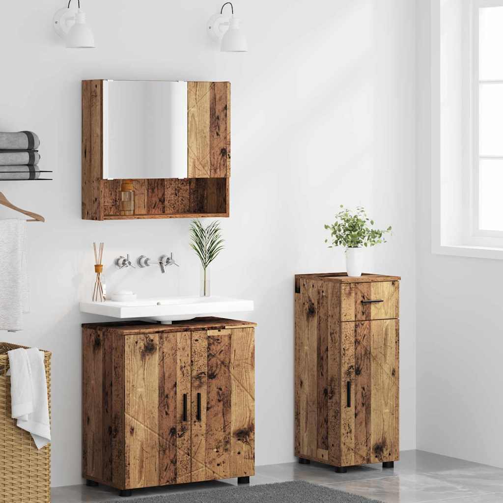 vidaXL Bathroom Furniture Set 3 pcs Old Wood 61 x 35 x 64 cm
