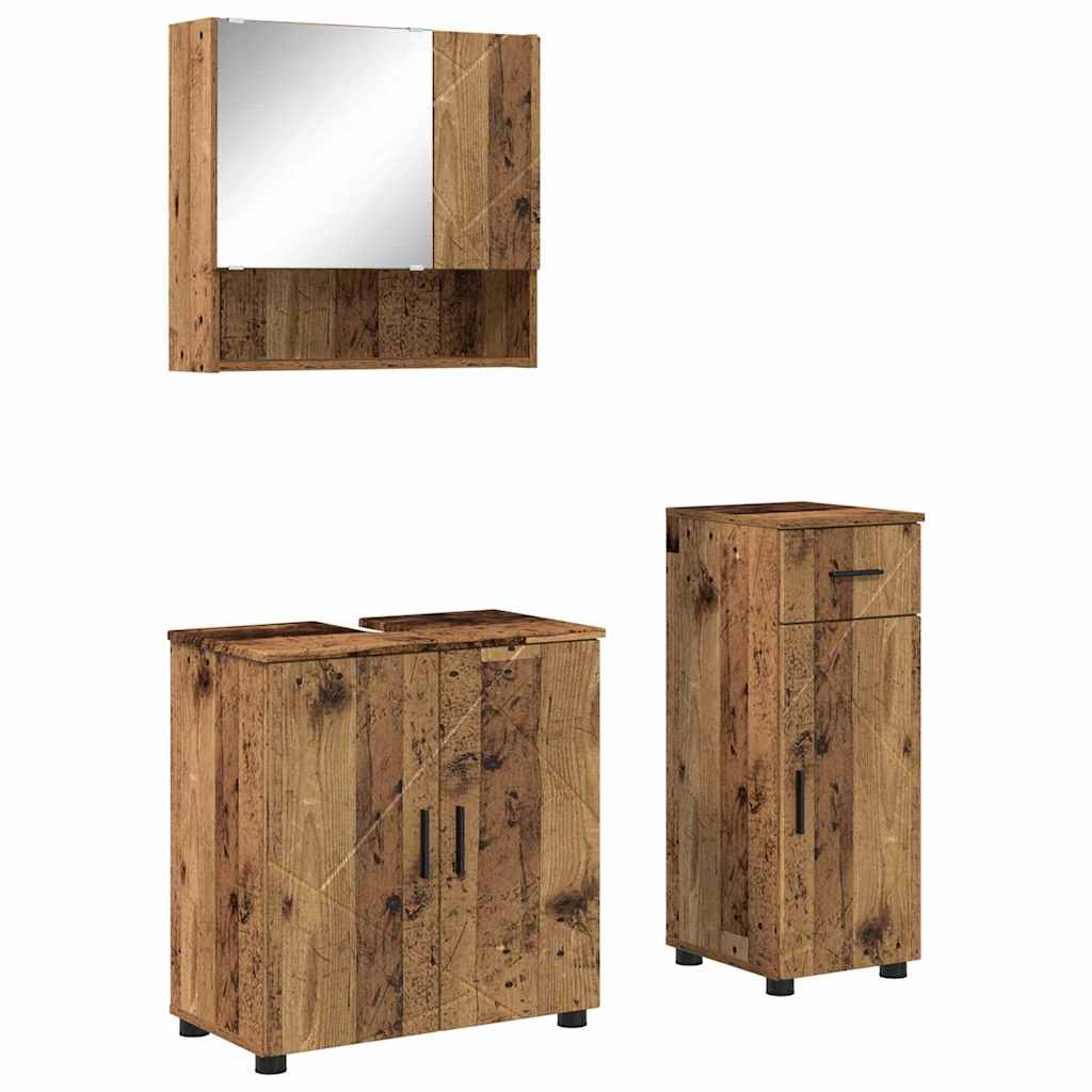 vidaXL Bathroom Furniture Set 3 pcs Old Wood 61 x 35 x 64 cm