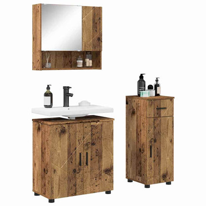 vidaXL Bathroom Furniture Set 3 pcs Old Wood 61 x 35 x 64 cm