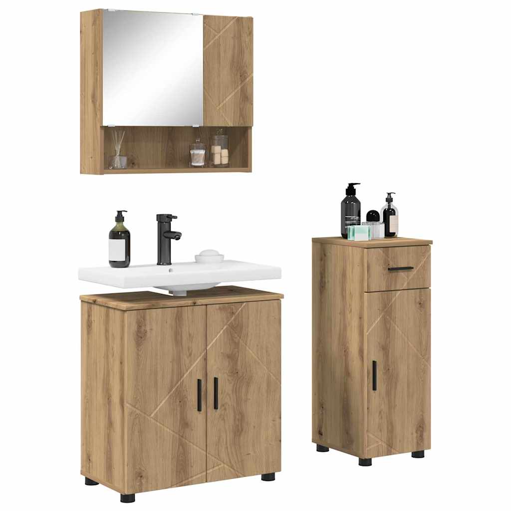 vidaXL Bathroom Furniture Set 3 pcs Artisan Oak 61 x 35 x 64 cm