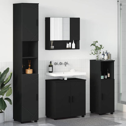 vidaXL Bathroom Furniture Set 4 pcs Black Engineered wood & Metal