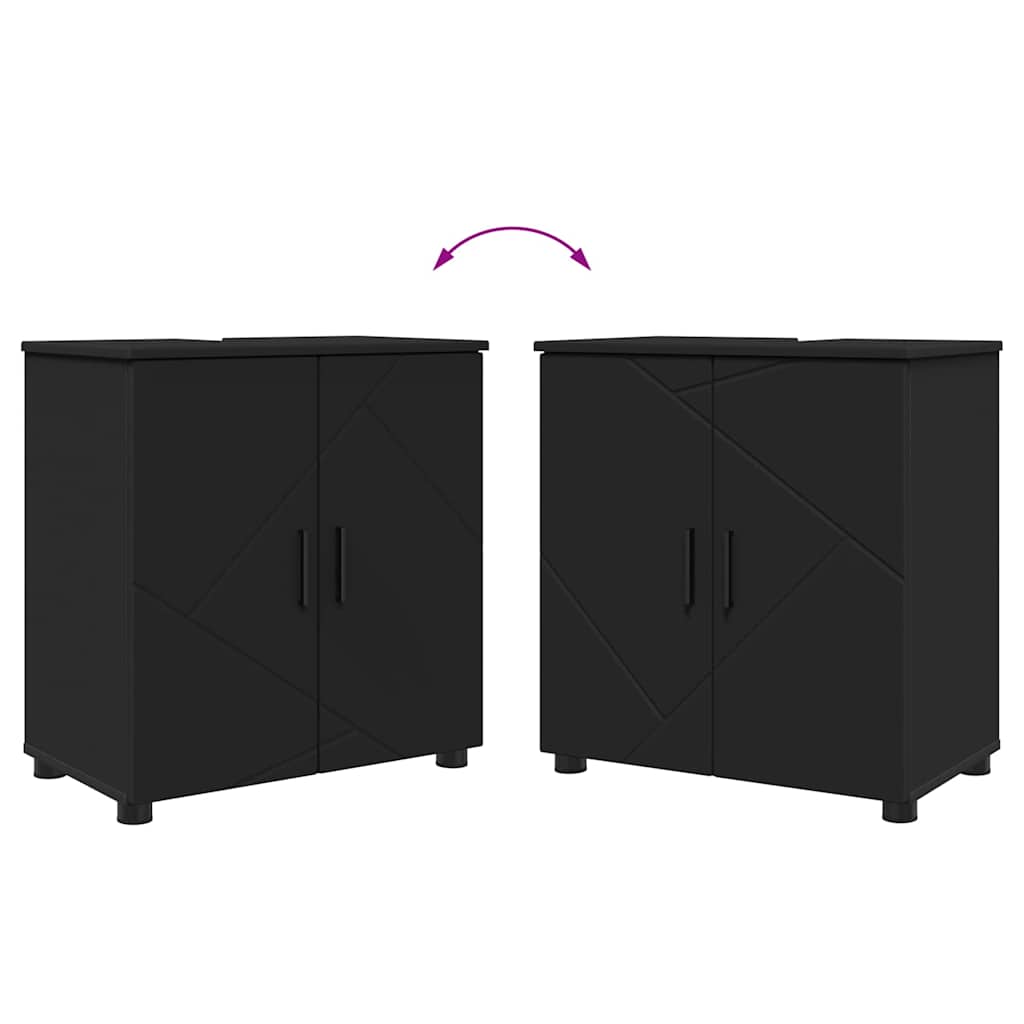 vidaXL Bathroom Furniture Set 4 pcs Black Engineered wood & Metal