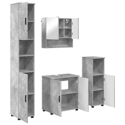 vidaXL Bathroom Furniture Set Wall-mounted 4 pcs Concrete Grey
