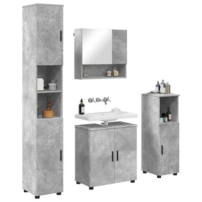 vidaXL Bathroom Furniture Set Wall-mounted 4 pcs Concrete Grey
