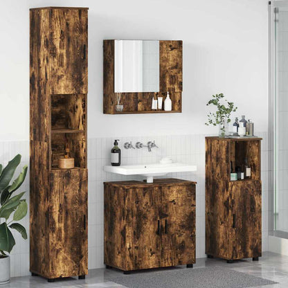 vidaXL Bathroom Furniture Set 4 pcs Smoked Oak Engineered wood & Metal