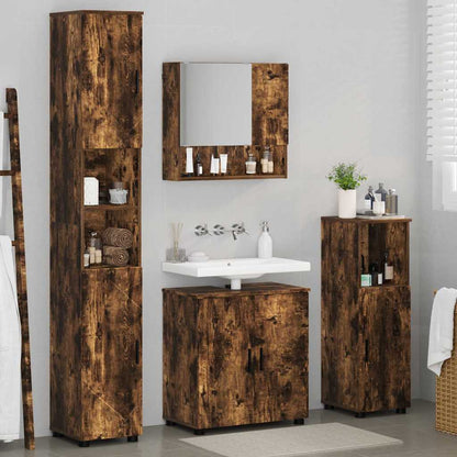 vidaXL Bathroom Furniture Set 4 pcs Smoked Oak Engineered wood & Metal