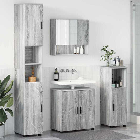 vidaXL Bathroom Furniture Set 4 pcs Grey Sonoma 61 x 35 x 64 cm