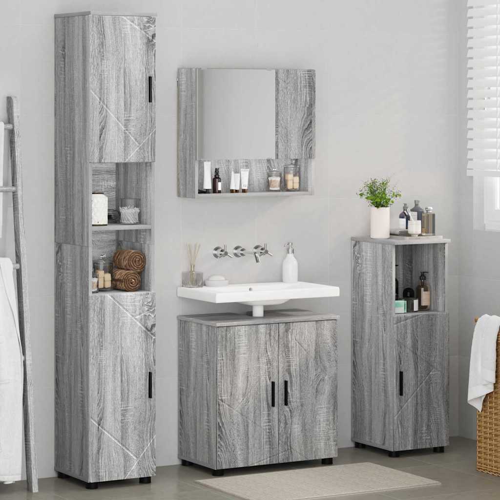 vidaXL Bathroom Furniture Set 4 pcs Grey Sonoma 61 x 35 x 64 cm