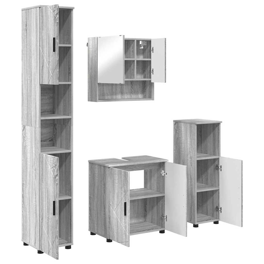 vidaXL Bathroom Furniture Set 4 pcs Grey Sonoma 61 x 35 x 64 cm
