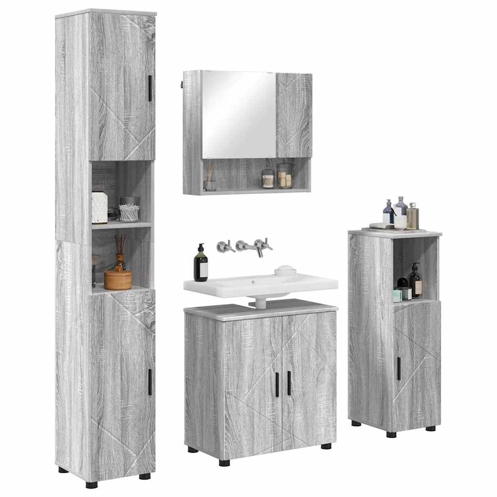 vidaXL Bathroom Furniture Set 4 pcs Grey Sonoma 61 x 35 x 64 cm