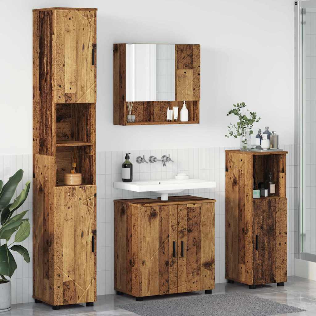 vidaXL Bathroom Furniture Set 4 pcs Old Wood 61 x 35 x 64 cm