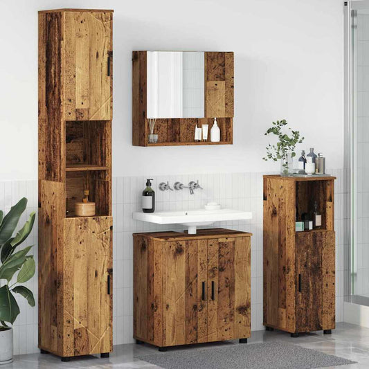 vidaXL Bathroom Furniture Set 4 pcs Old Wood 61 x 35 x 64 cm