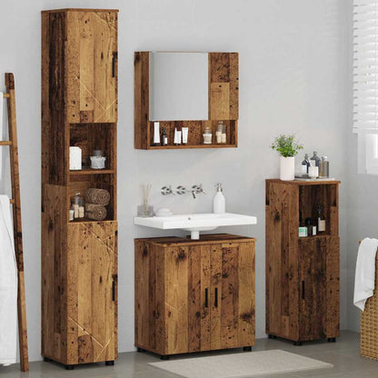 vidaXL Bathroom Furniture Set 4 pcs Old Wood 61 x 35 x 64 cm