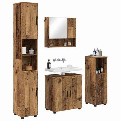 vidaXL Bathroom Furniture Set 4 pcs Old Wood 61 x 35 x 64 cm