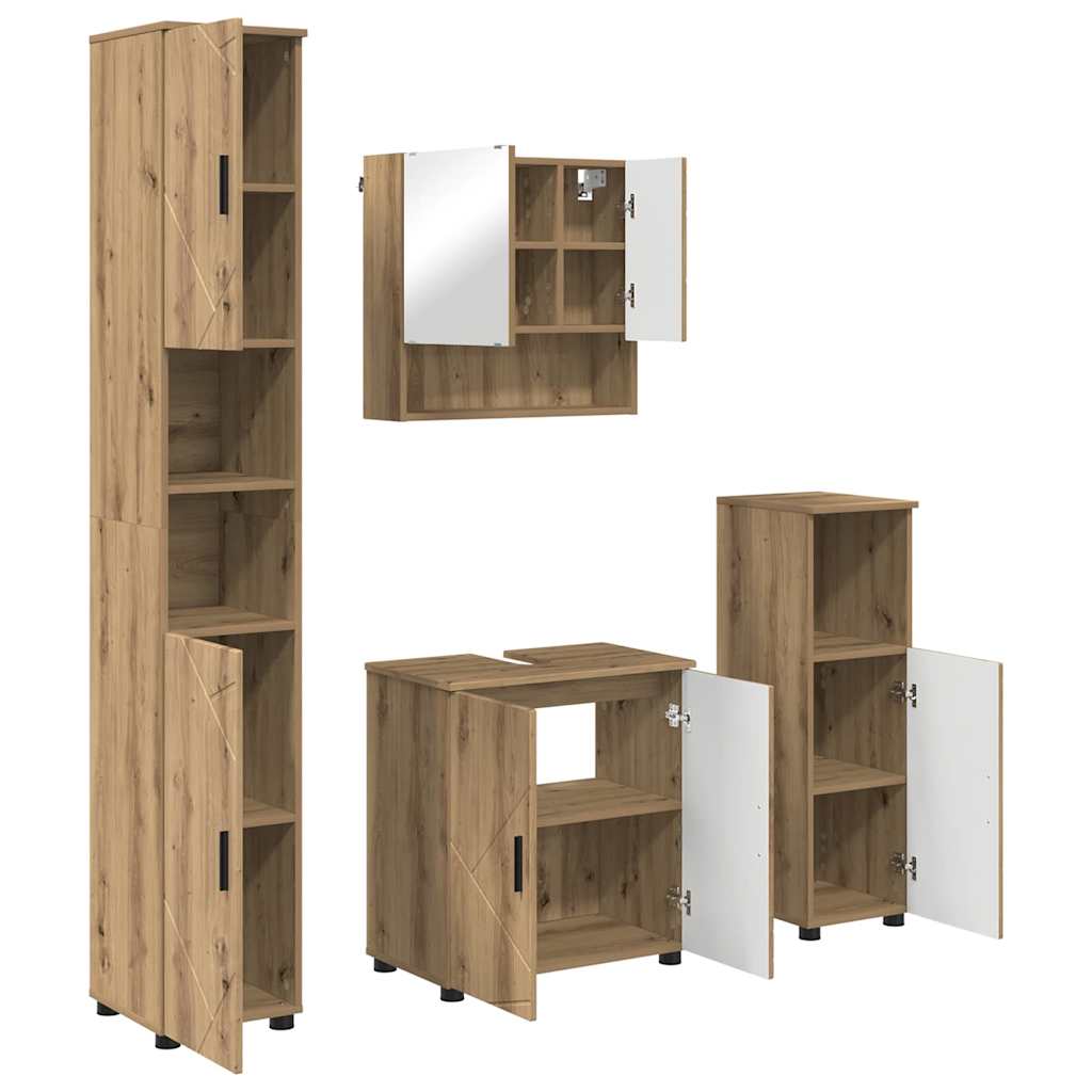 vidaXL Bathroom Furniture Set 4 pcs Artisan Oak 61 x 35 x 64 cm