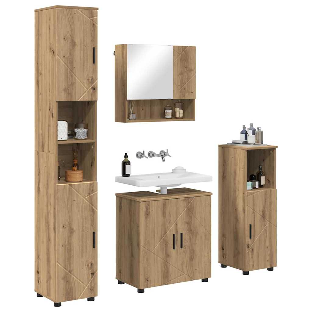 vidaXL Bathroom Furniture Set 4 pcs Artisan Oak 61 x 35 x 64 cm