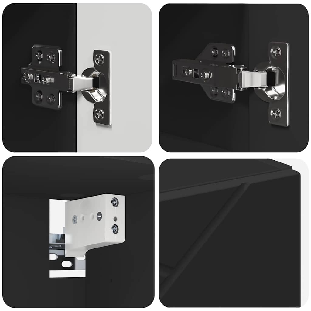 vidaXL Bathroom Furniture Set 4 pcs Black Engineered wood & Metal