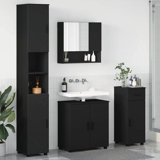 vidaXL Bathroom Furniture Set 4 pcs Black 61 x 35 x 64 cm