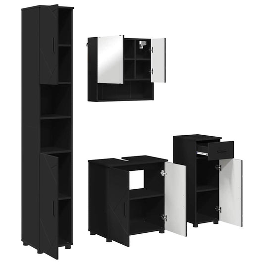 vidaXL Bathroom Furniture Set 4 pcs Black 61 x 35 x 64 cm
