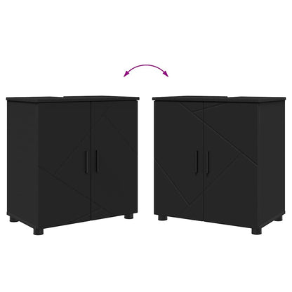 vidaXL Bathroom Furniture Set 4 pcs Black Engineered wood & Metal