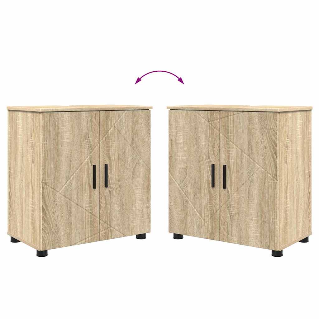 vidaXL Bathroom Furniture Set 4 pcs Sonoma Oak Engineered wood & Metal
