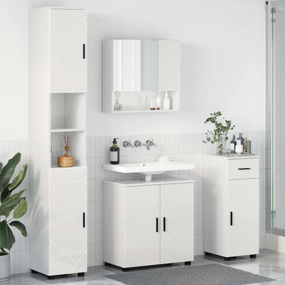 vidaXL Bathroom Furniture Set with Drawer 4 pcs High Gloss White