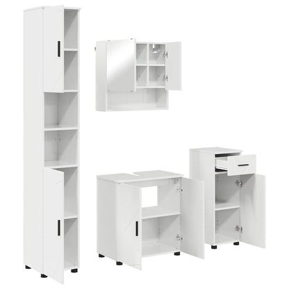 vidaXL Bathroom Furniture Set with Drawer 4 pcs High Gloss White