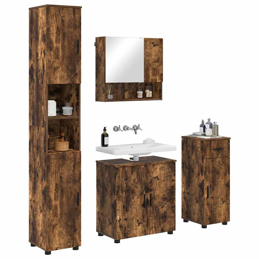vidaXL Bathroom Furniture Set 4 pcs Smoked Oak 61 x 35 x 64 cm