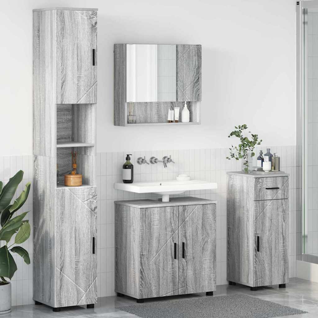vidaXL Bathroom Furniture Set 4 pcs Grey Sonoma 61 x 35 x 64 cm