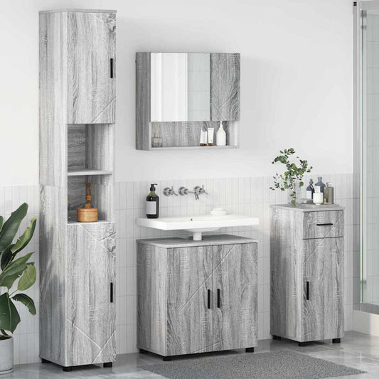 vidaXL Bathroom Furniture Set 4 pcs Grey Sonoma 61 x 35 x 64 cm