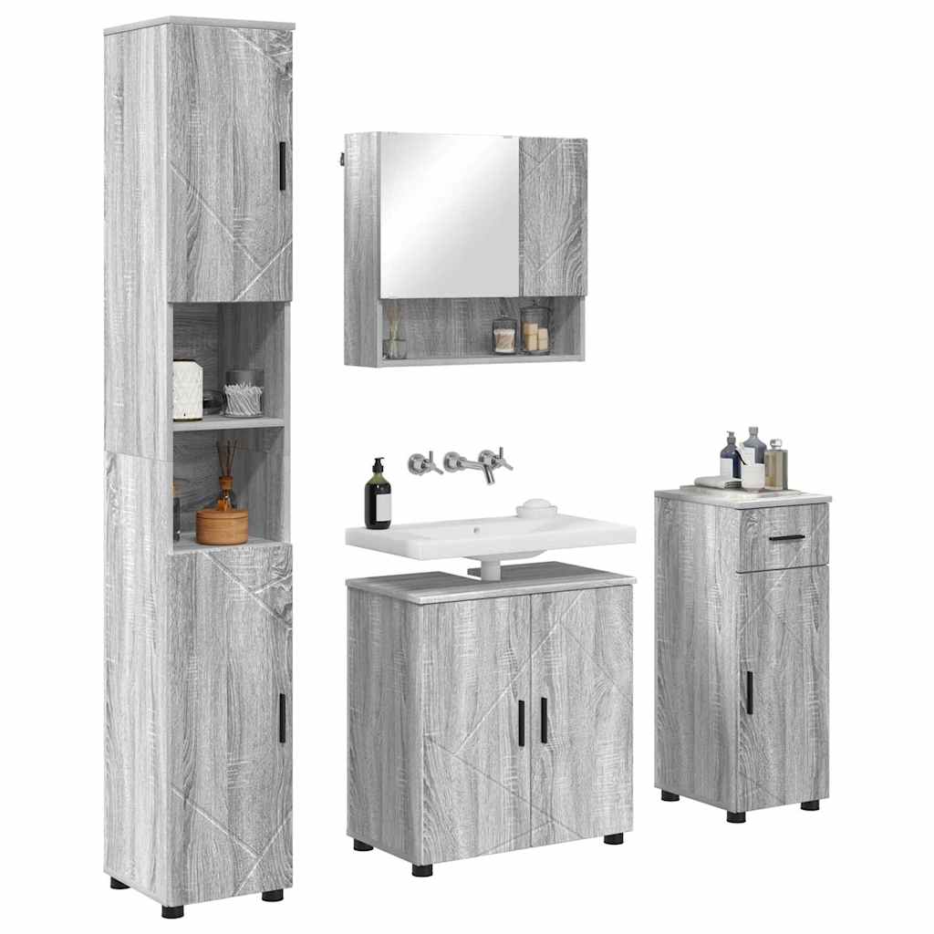 vidaXL Bathroom Furniture Set 4 pcs Grey Sonoma 61 x 35 x 64 cm