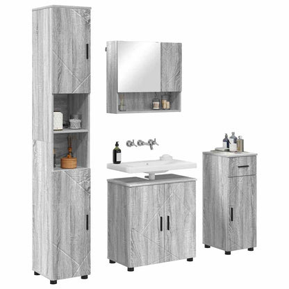 vidaXL Bathroom Furniture Set 4 pcs Grey Sonoma 61 x 35 x 64 cm