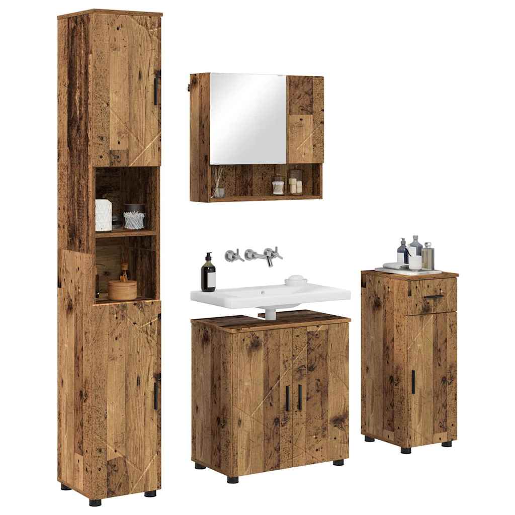 vidaXL Bathroom Furniture Set 4 pcs Old Wood 61 x 35 x 64 cm