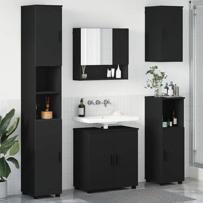 vidaXL Bathroom Furniture Set 5 pcs Black Engineered wood & Metal