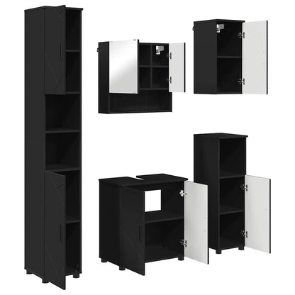 vidaXL Bathroom Furniture Set 5 pcs Black Engineered wood & Metal