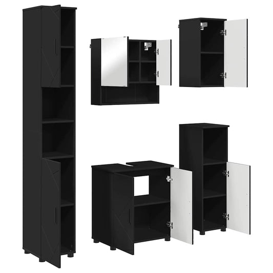 vidaXL Bathroom Furniture Set 5 pcs Black 61 x 35 x 64 cm
