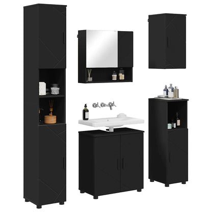 vidaXL Bathroom Furniture Set 5 pcs Black Engineered wood & Metal
