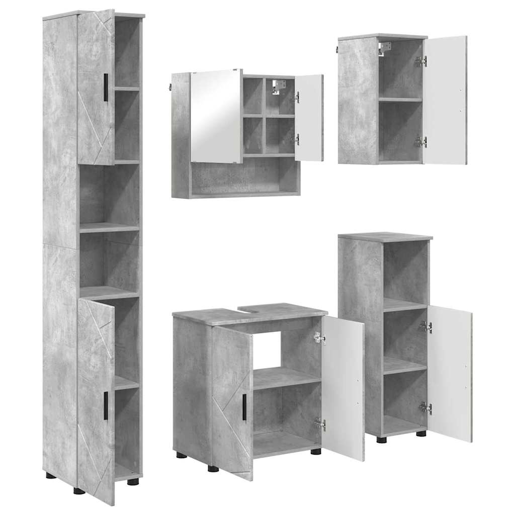 vidaXL Bathroom Furniture Set Wall-mounted 5 pcs Concrete Grey