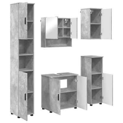 vidaXL Bathroom Furniture Set Wall-mounted 5 pcs Concrete Grey