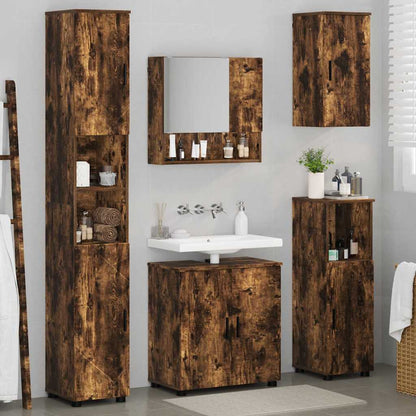 vidaXL Bathroom Furniture Set 5 pcs Smoked Oak Engineered wood & Metal