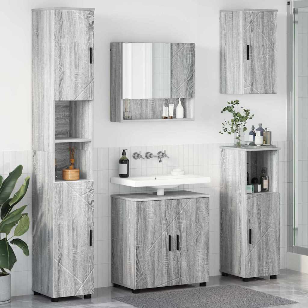 vidaXL Bathroom Furniture Set 5 pcs Grey Sonoma 61 x 35 x 64 cm