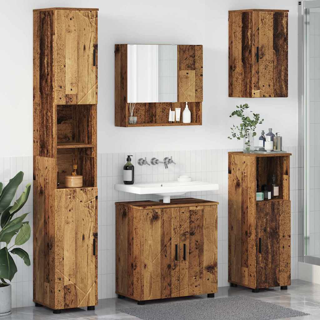 vidaXL Bathroom Furniture Set 5 pcs Old Wood 61 x 35 x 64 cm