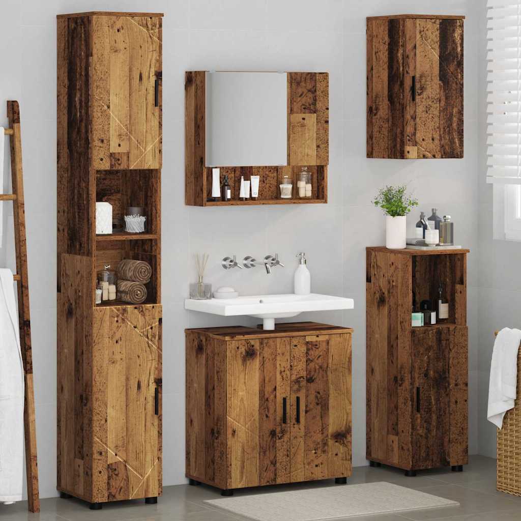 vidaXL Bathroom Furniture Set 5 pcs Old Wood 61 x 35 x 64 cm