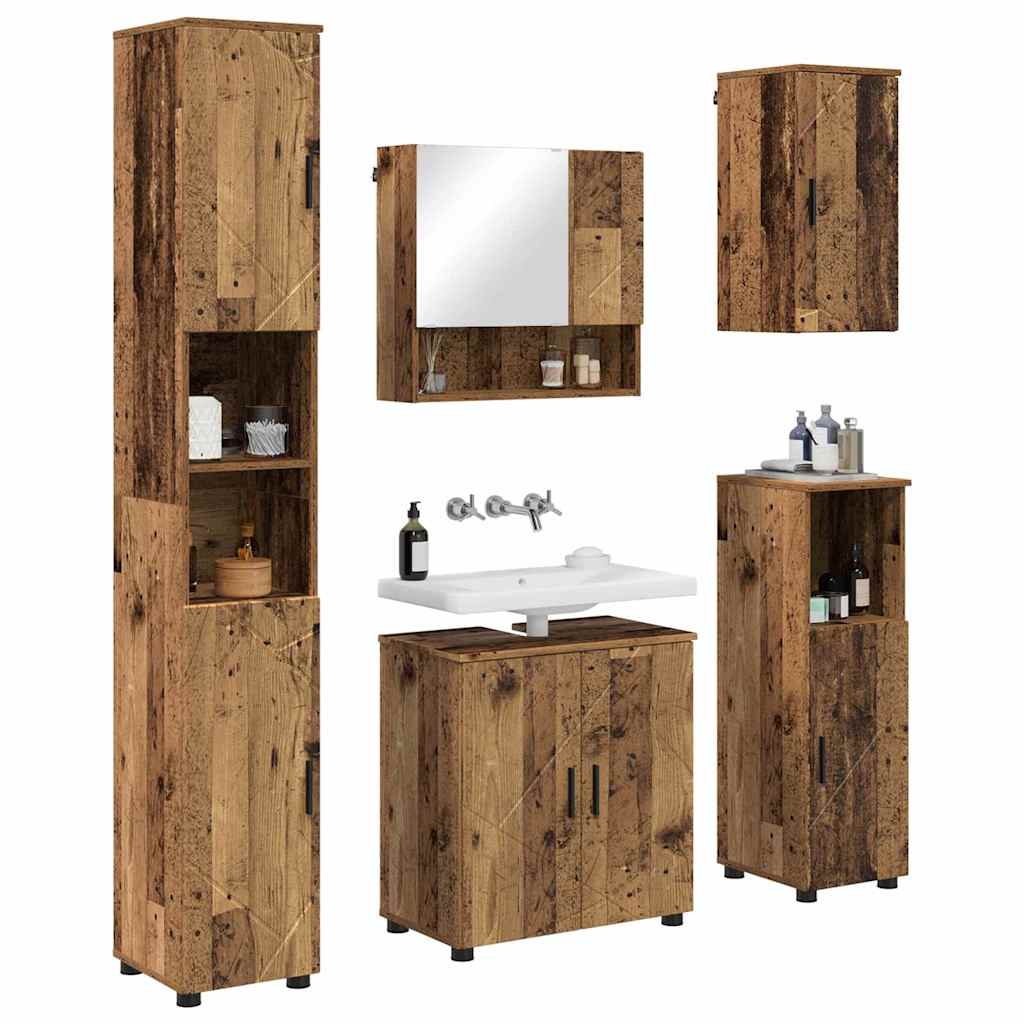 vidaXL Bathroom Furniture Set 5 pcs Old Wood 61 x 35 x 64 cm