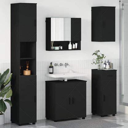 vidaXL Bathroom Furniture Set 5 pcs Black Engineered wood & Metal