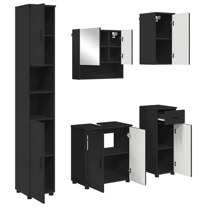 vidaXL Bathroom Furniture Set 5 pcs Black Engineered wood & Metal