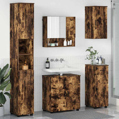 vidaXL Bathroom Furniture Set 5 pcs Smoked Oak Engineered wood & Metal