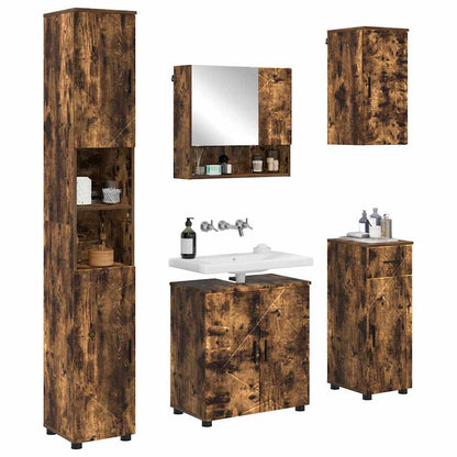 vidaXL Bathroom Furniture Set 5 pcs Smoked Oak Engineered wood & Metal